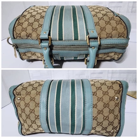 Authentic Gucci GG Canvas Boston Bag Beige/Blue - Picture 8 of 16
